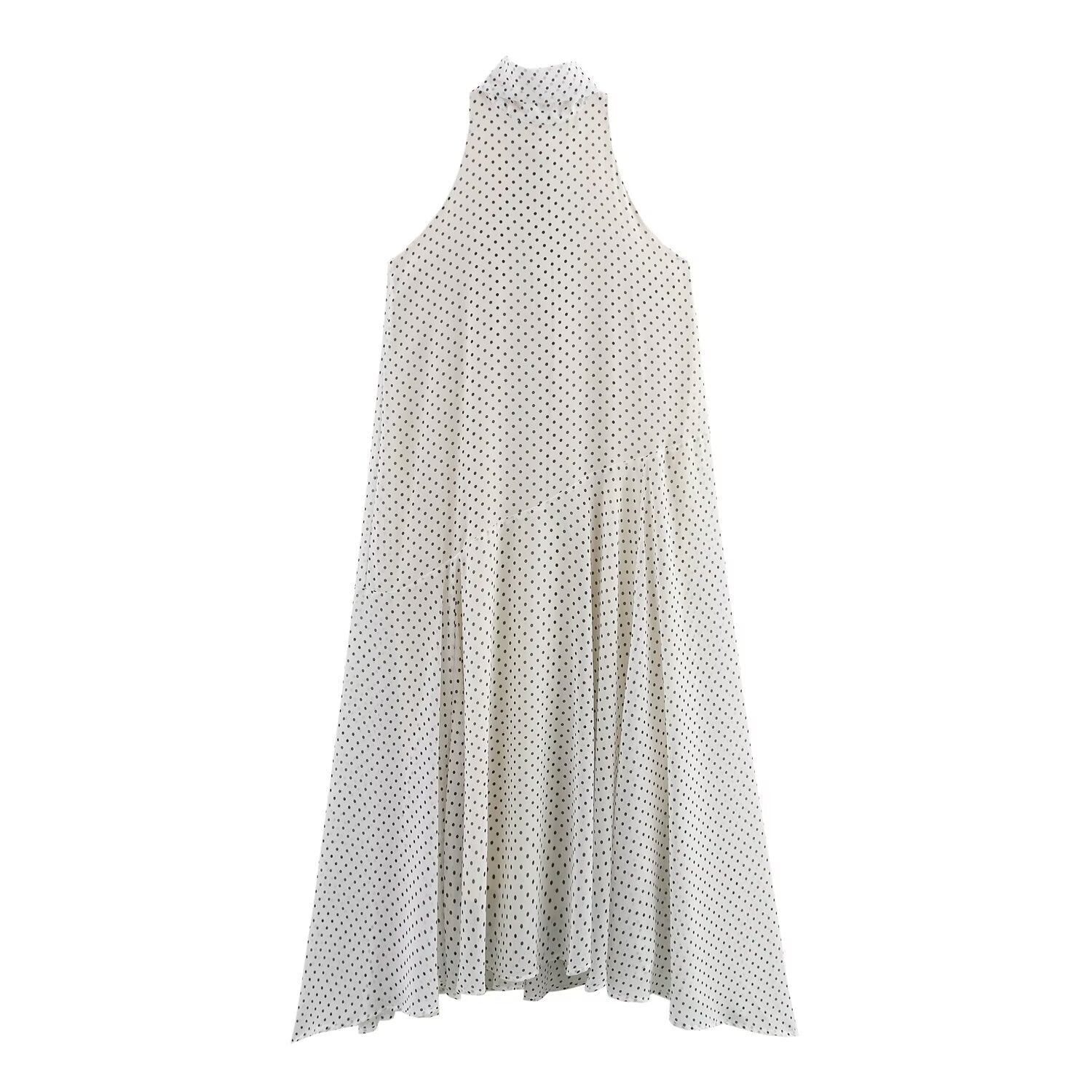 Fashion polka dot halter neck dress for women
