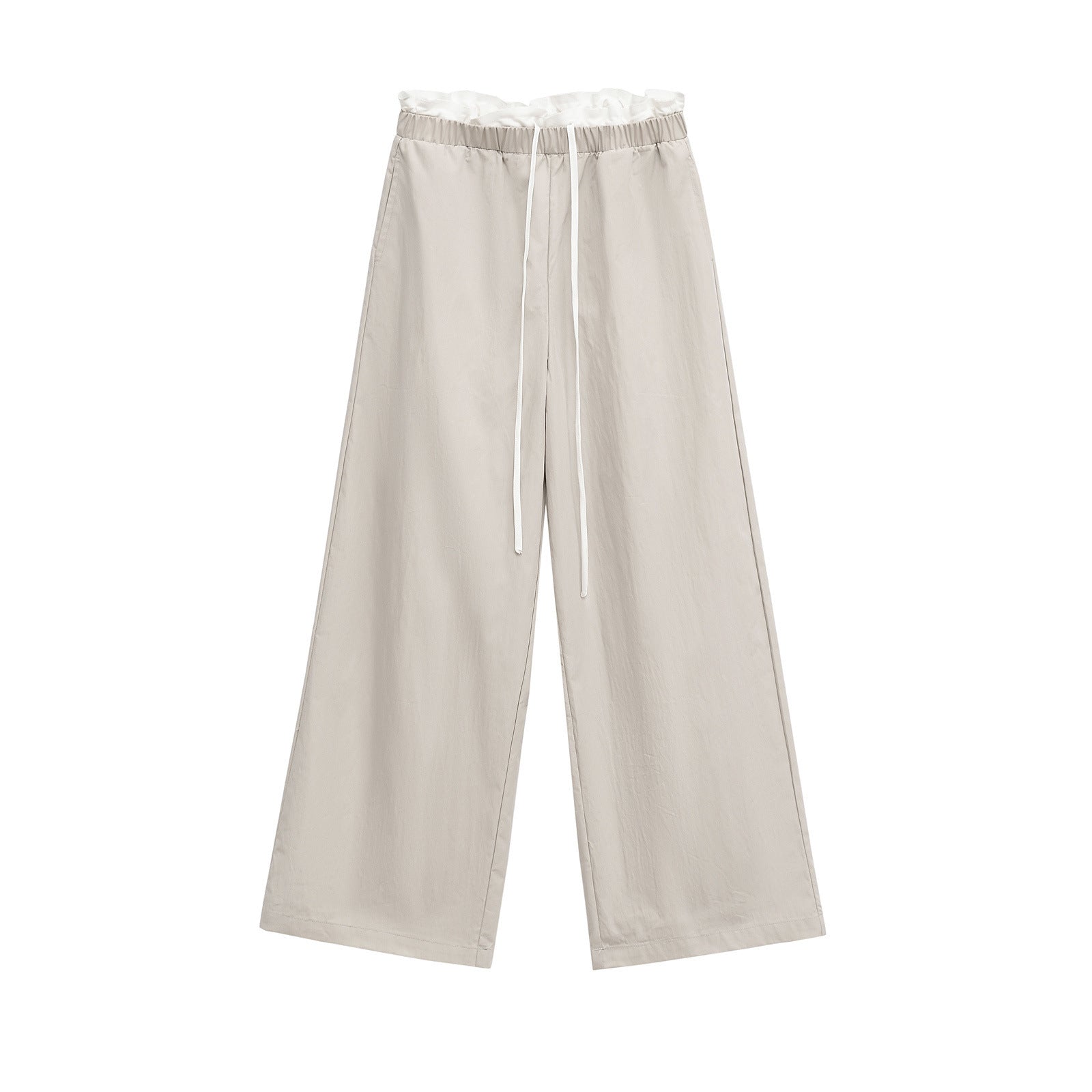 Casual elastic waistband drawstring splicing pants for women