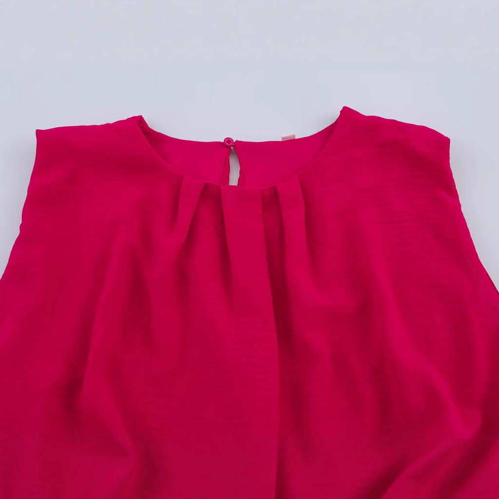 Round neck sleeveless short dress for women