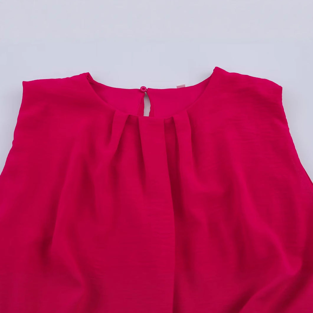 Round neck sleeveless short dress for women