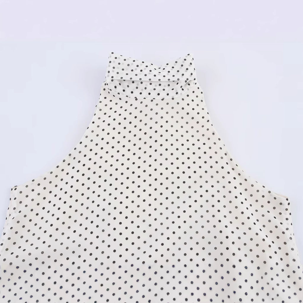 Fashion polka dot halter neck dress for women