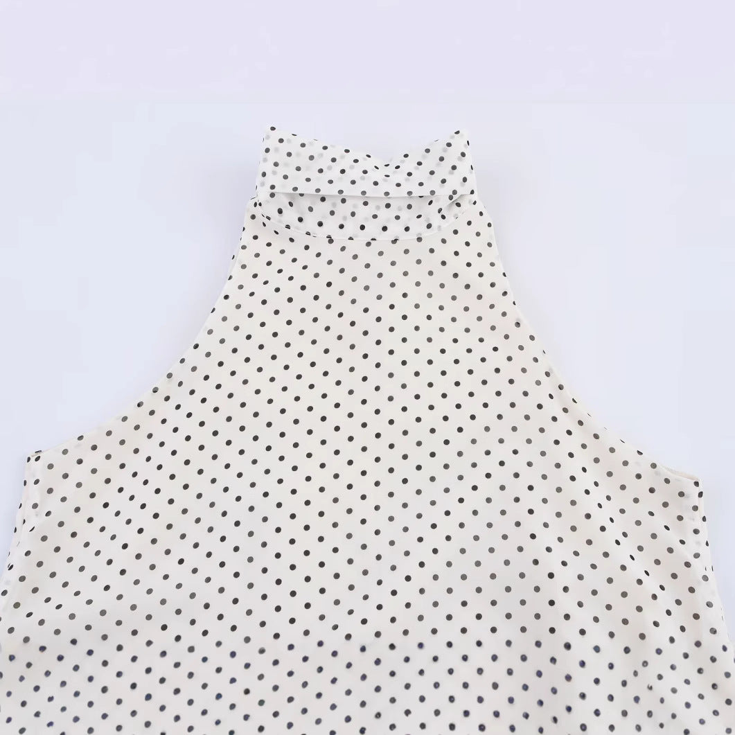 Fashion polka dot halter neck dress for women