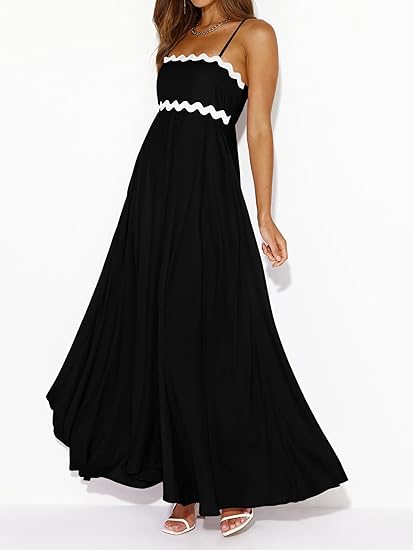 PRETTYGARDEN Womens Spaghetti Strap Maxi Dresses 2025 Summer Casual Square Neck Smocked Boho A Line Long Flowy Beach Sundress