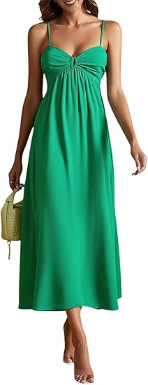 Women's Summer Sweetheart Neckline Dress Sleeveless Flowy Maxi Beach Vacation Dresses