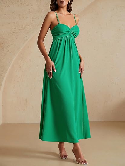 Women's Summer Sweetheart Neckline Dress Sleeveless Flowy Maxi Beach Vacation Dresses