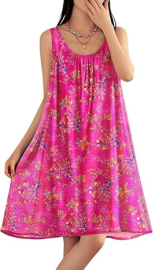YESNO Summer Dresses for Women 2025 Casual Boho Floral Sundresses Sleeveless Scoop Neck Beach Tank Dresses EVS