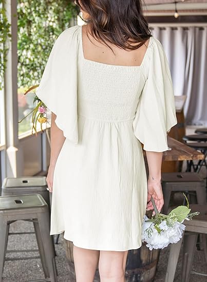 Dokotoo Womens Dresses 2025 Summer Fall Deep V Neck Elegant Bow tie Mini Dress S-XL