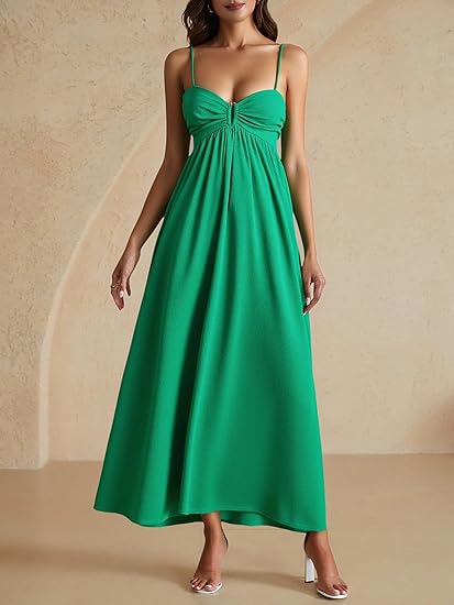 Women's Summer Sweetheart Neckline Dress Sleeveless Flowy Maxi Beach Vacation Dresses