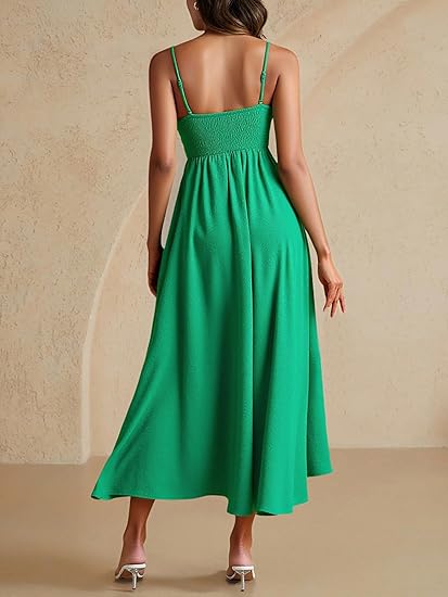 Women's Summer Sweetheart Neckline Dress Sleeveless Flowy Maxi Beach Vacation Dresses