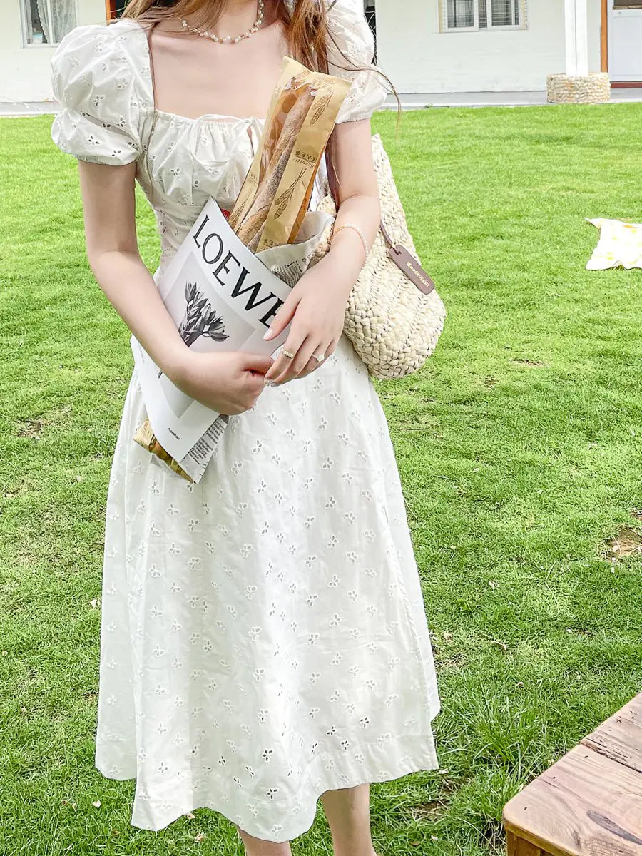 Cotton Embroidered Dress in Hainan Vacation Style