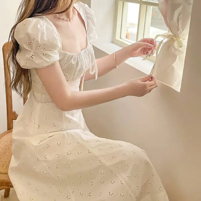 Cotton Embroidered Dress in Hainan Vacation Style